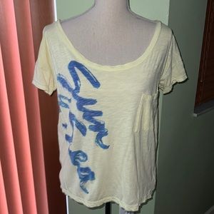 American Eagle Bright Yellow Vintage Pocket Tee